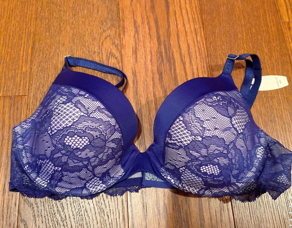 Victoria's Secret Push-Up Bra 36C Purple Lace Rhinestone – New